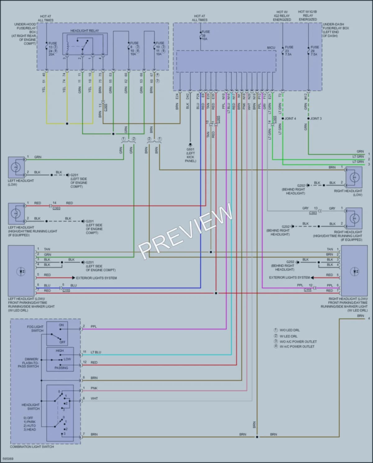 2017 Honda Ridgeline Headlights wiring diagram preview