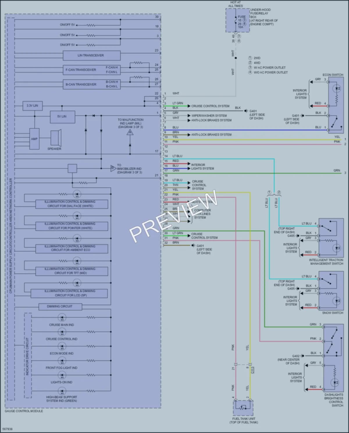 2017 Honda Ridgeline Instrument Cluster wiring diagram preview