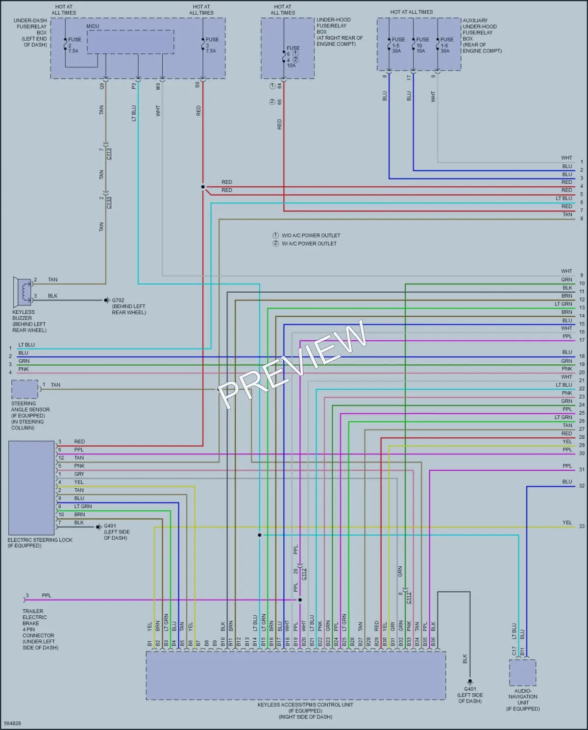 2017 Honda Ridgeline Power Door Locks wiring diagram preview
