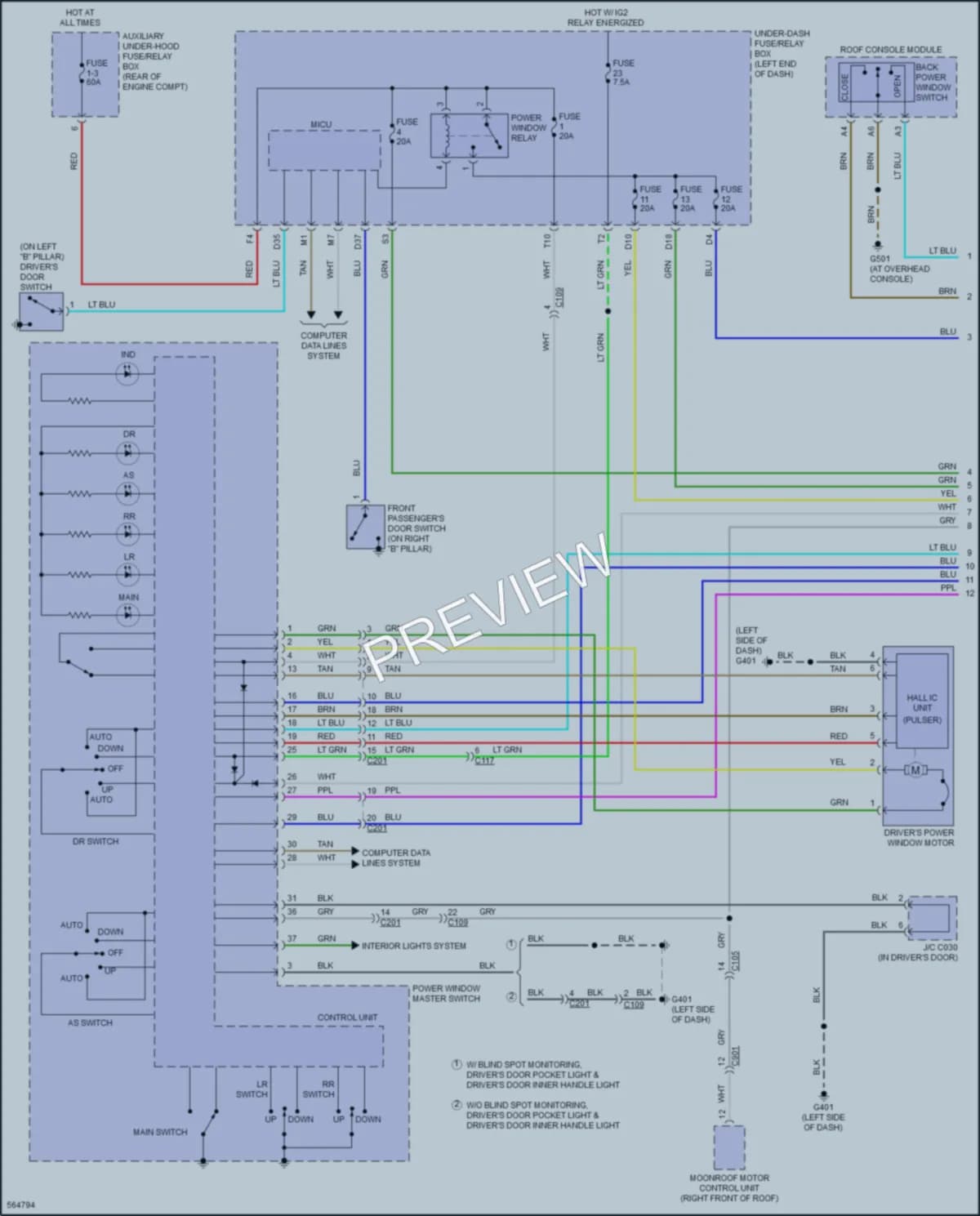 2017 Honda Ridgeline Power Windows wiring diagram preview