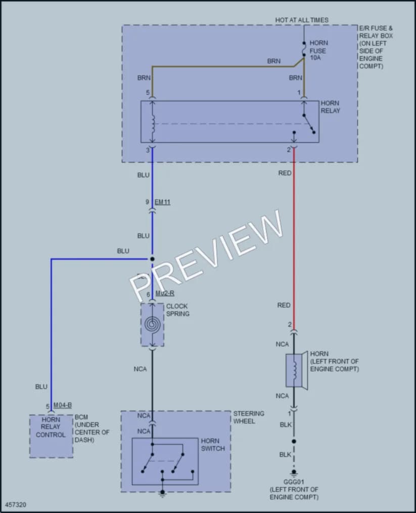 2017 Hyundai Accent Horn wiring diagram preview