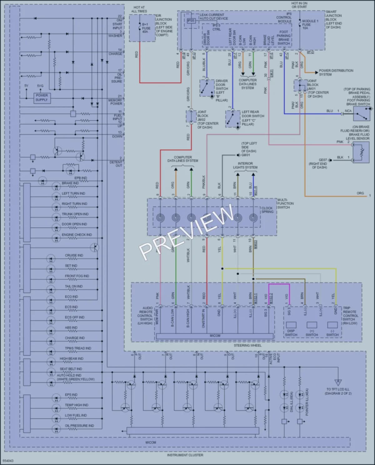 2017 Hyundai Azera Instrument Cluster wiring diagram preview