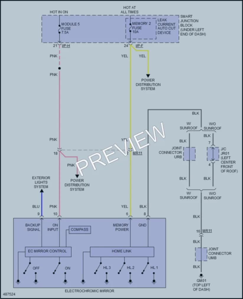 2017 Hyundai ElantraGT Power Mirrors wiring diagram preview