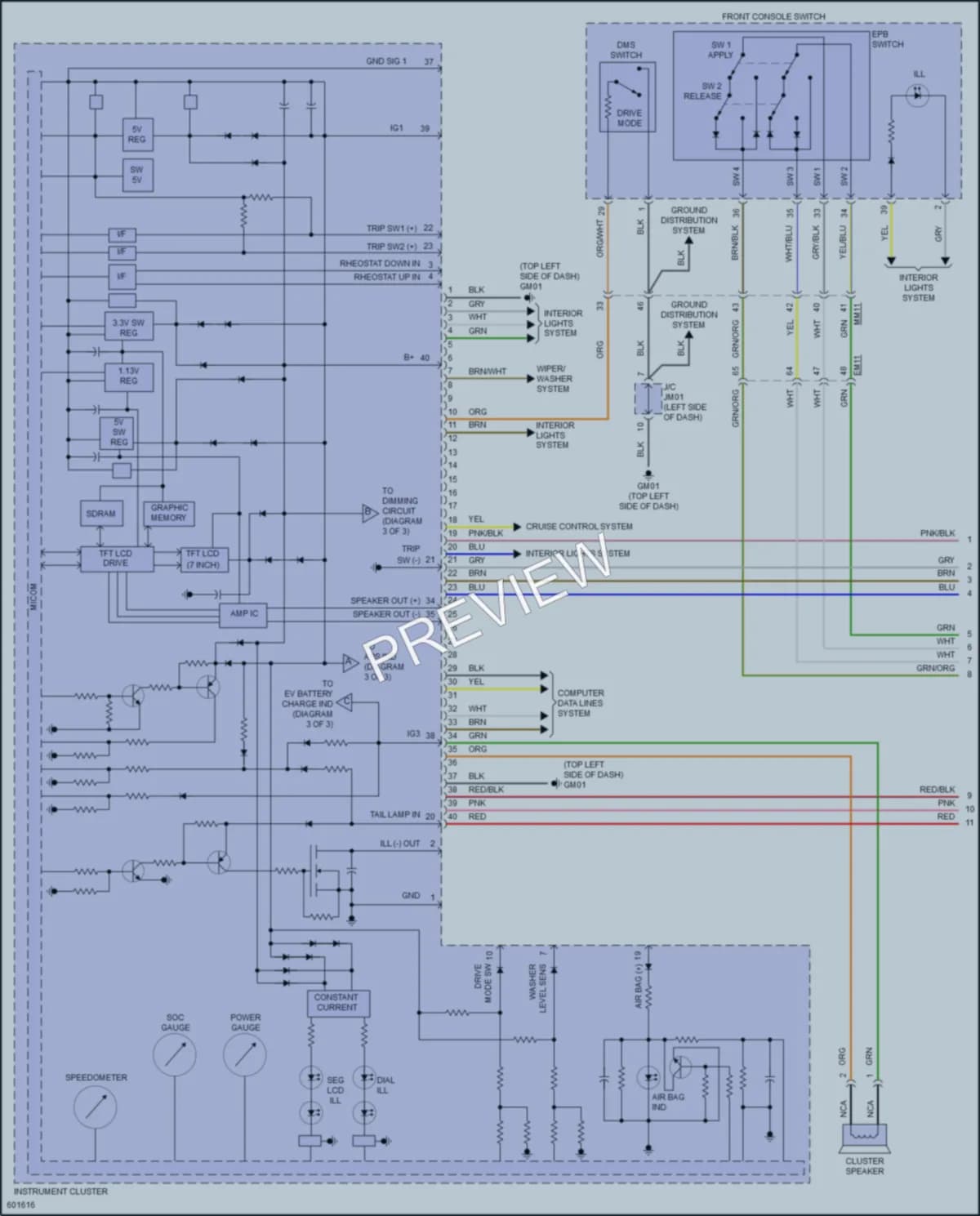 2017 Hyundai IoniqElectric Instrument Cluster wiring diagram preview