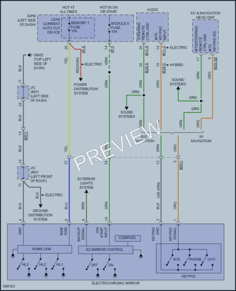 2017 Hyundai IoniqHybrid Power Mirrors wiring diagram preview