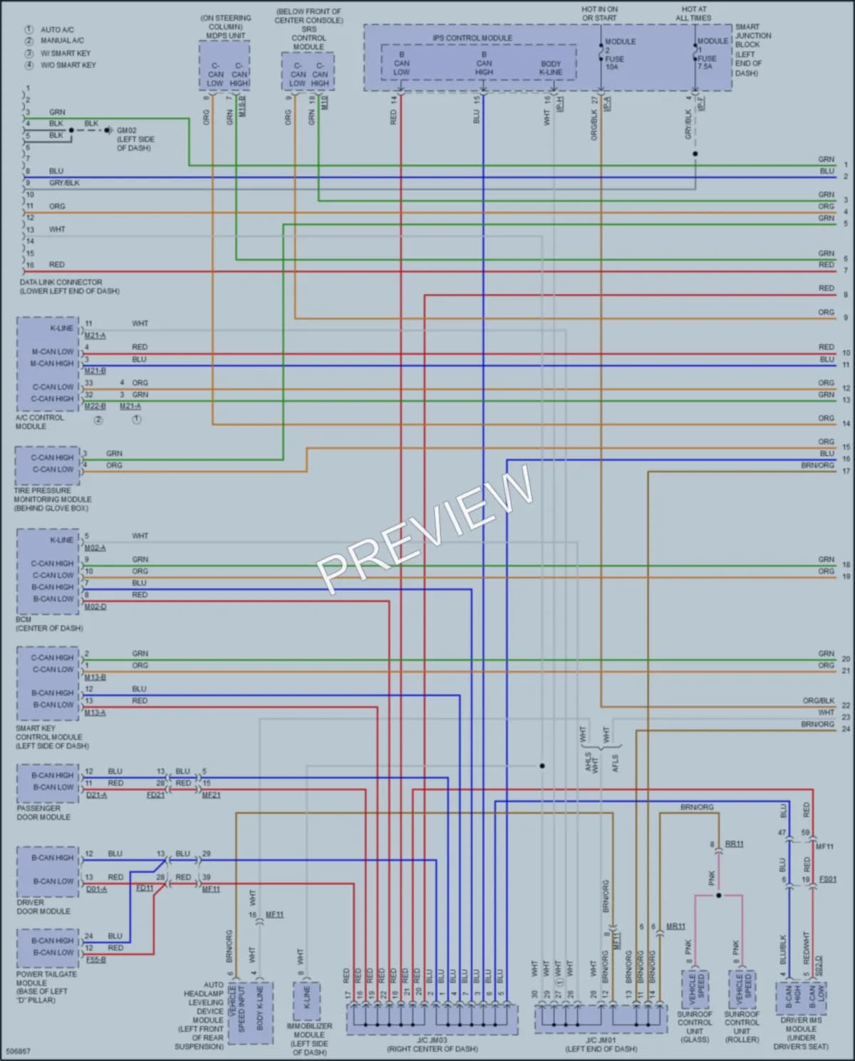 2017 Hyundai SantaFe Computer Data Lines wiring diagram preview