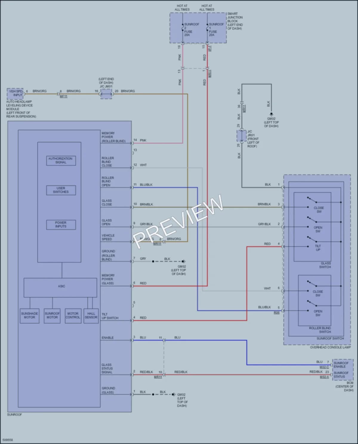 2017 Hyundai SantaFeSport Power Top Sunroof wiring diagram preview