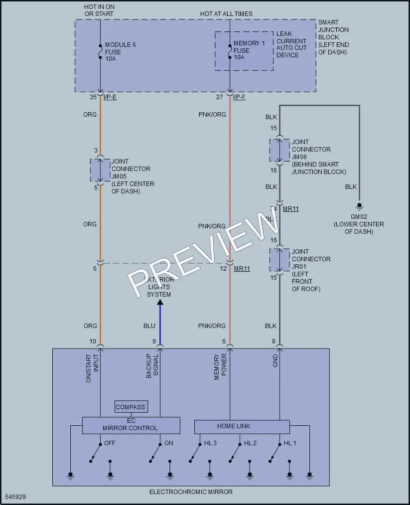 2017 Hyundai Sonata Power Mirrors wiring diagram preview
