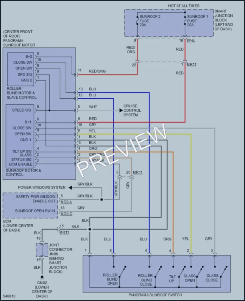 2017 Hyundai Sonata Power Top Sunroof wiring diagram preview