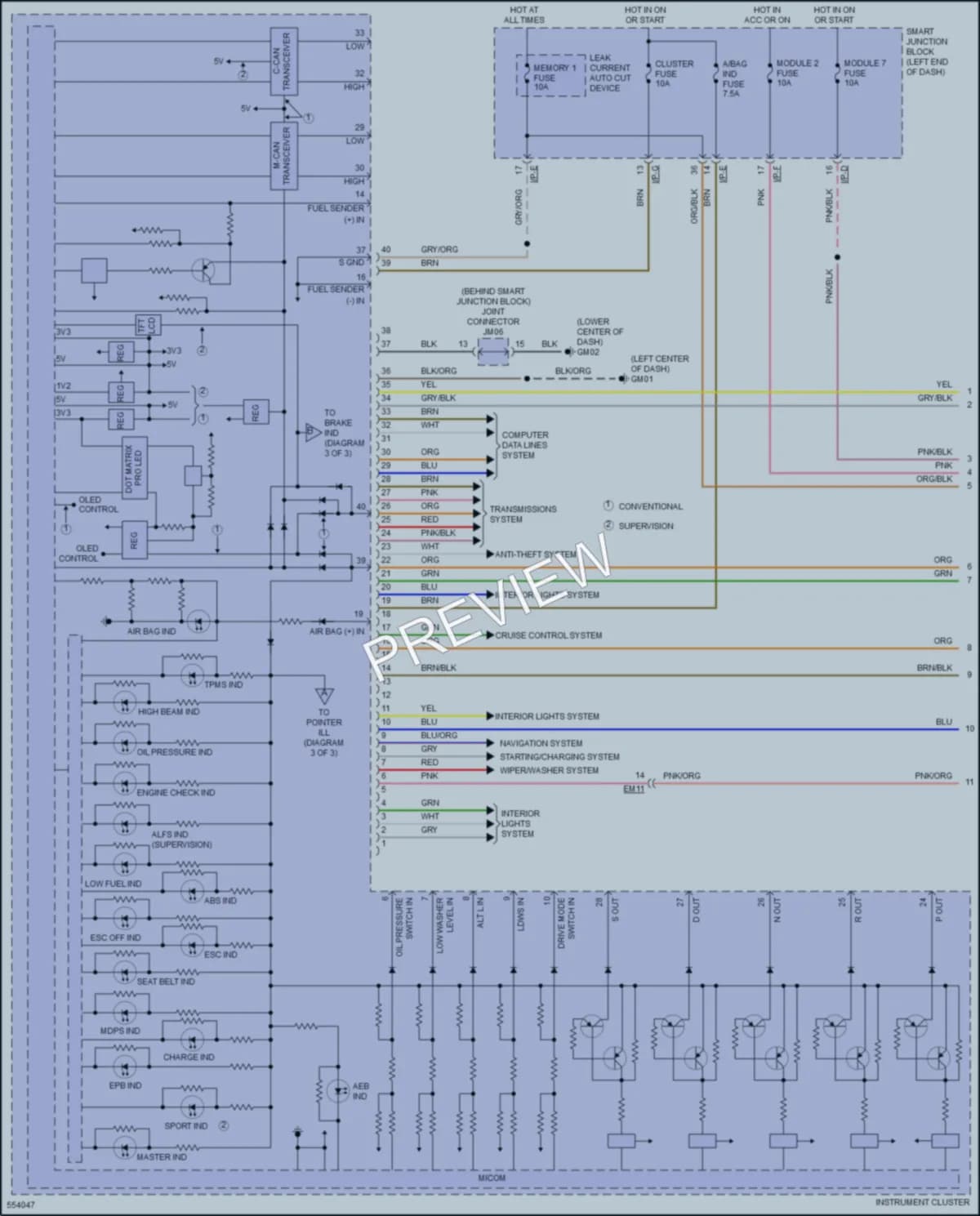 2017 Hyundai SonataPlugIn Instrument Cluster wiring diagram preview
