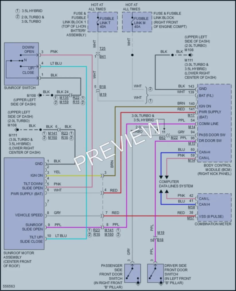 2017 Infiniti Q50Hybrid Power Top Sunroof wiring diagram preview
