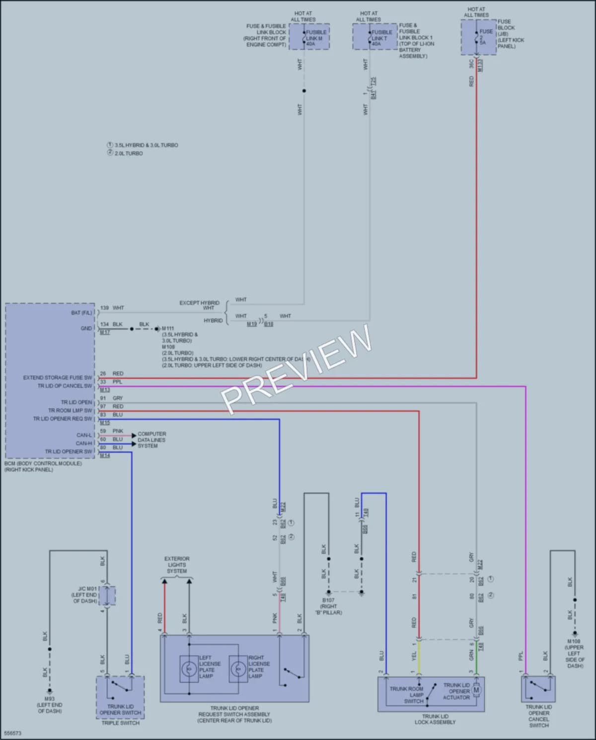 2017 Infiniti Q50Hybrid Trunk Tailgate Fuel Door wiring diagram preview