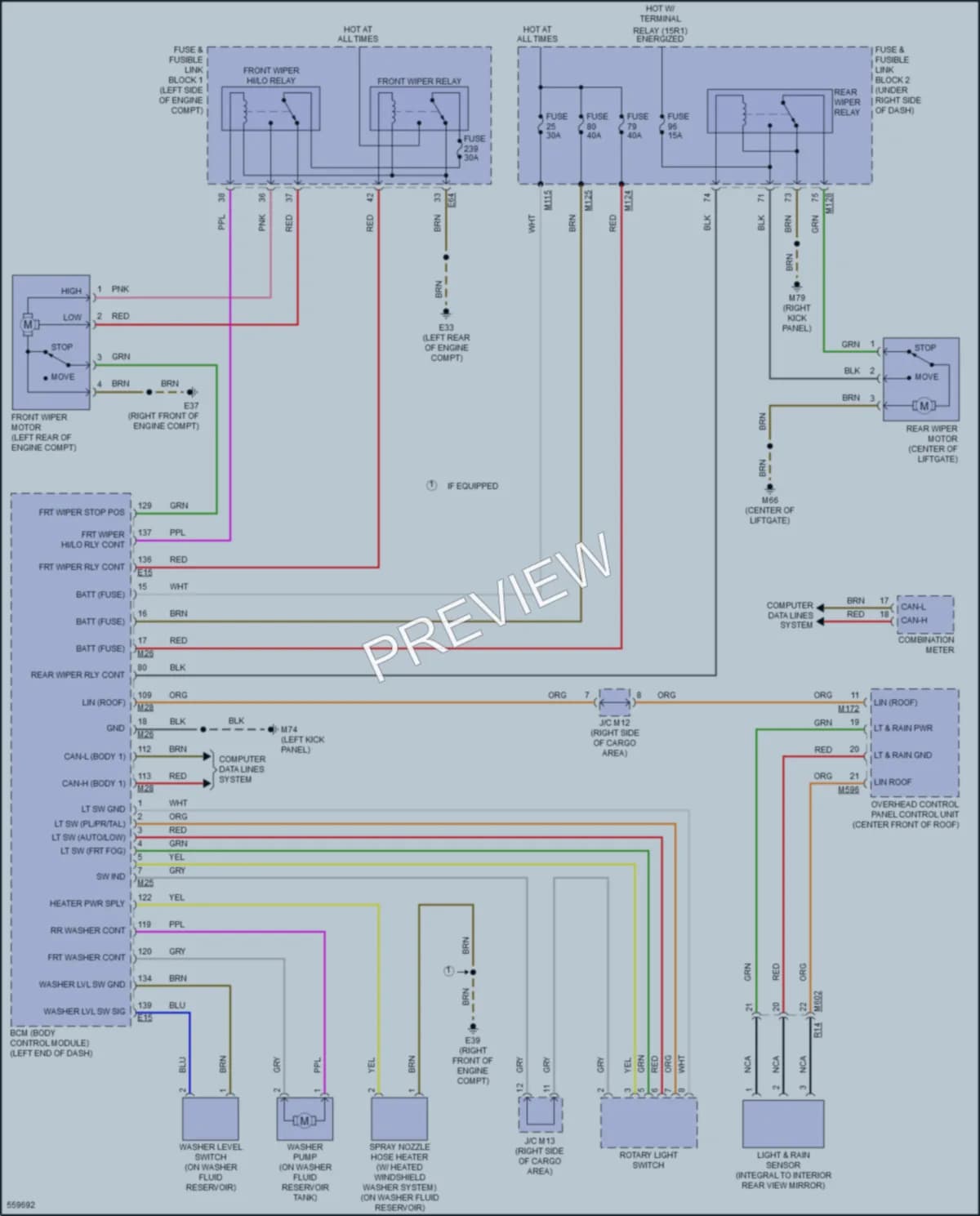 2017 Infiniti QX30 Wiper Washer wiring diagram preview