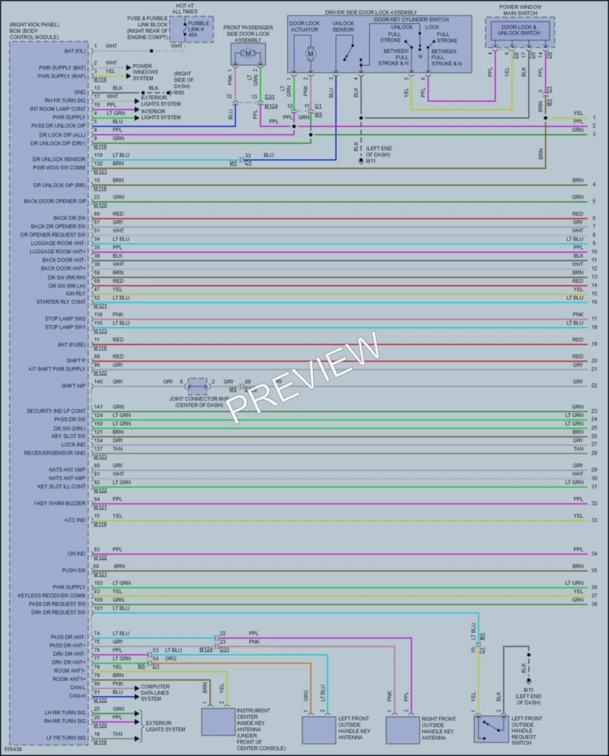2017 Infiniti QX50 Power Door Locks wiring diagram preview