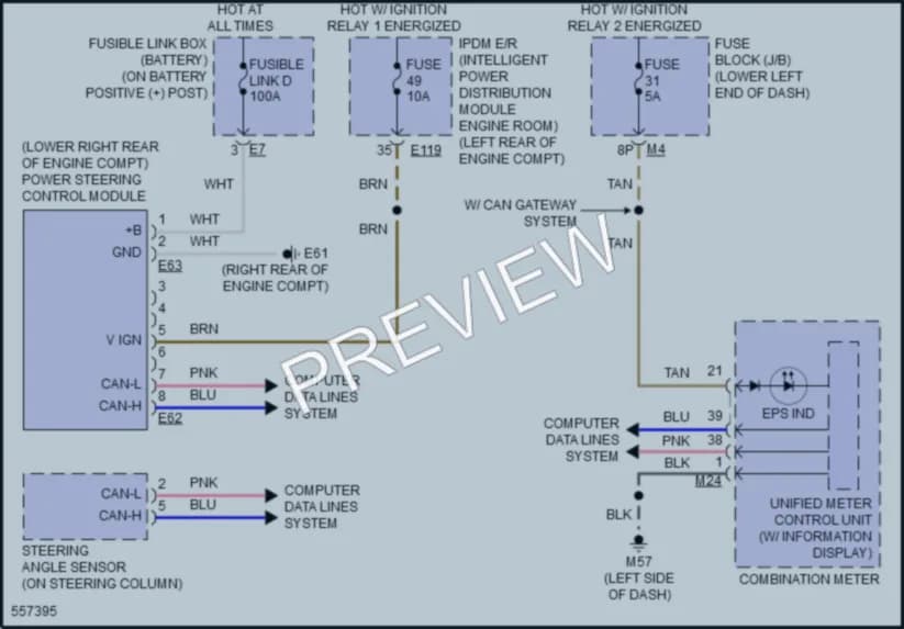 2017 Infiniti QX60Hybrid Electronic Power Steering wiring diagram preview