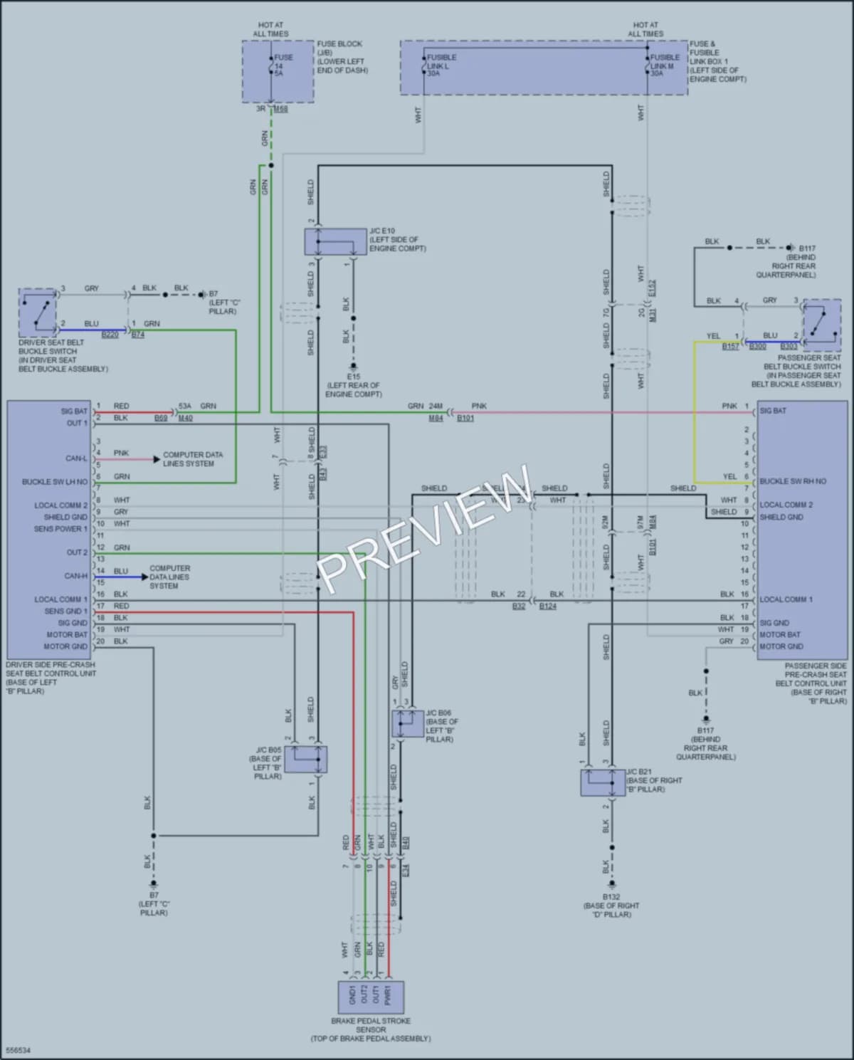 2017 Infiniti QX60Hybrid Passive Restraints wiring diagram preview
