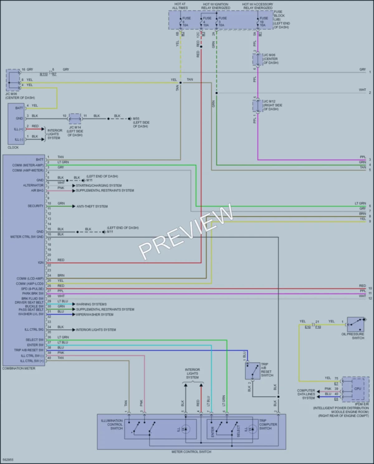2017 Infiniti QX70 Instrument Cluster wiring diagram preview