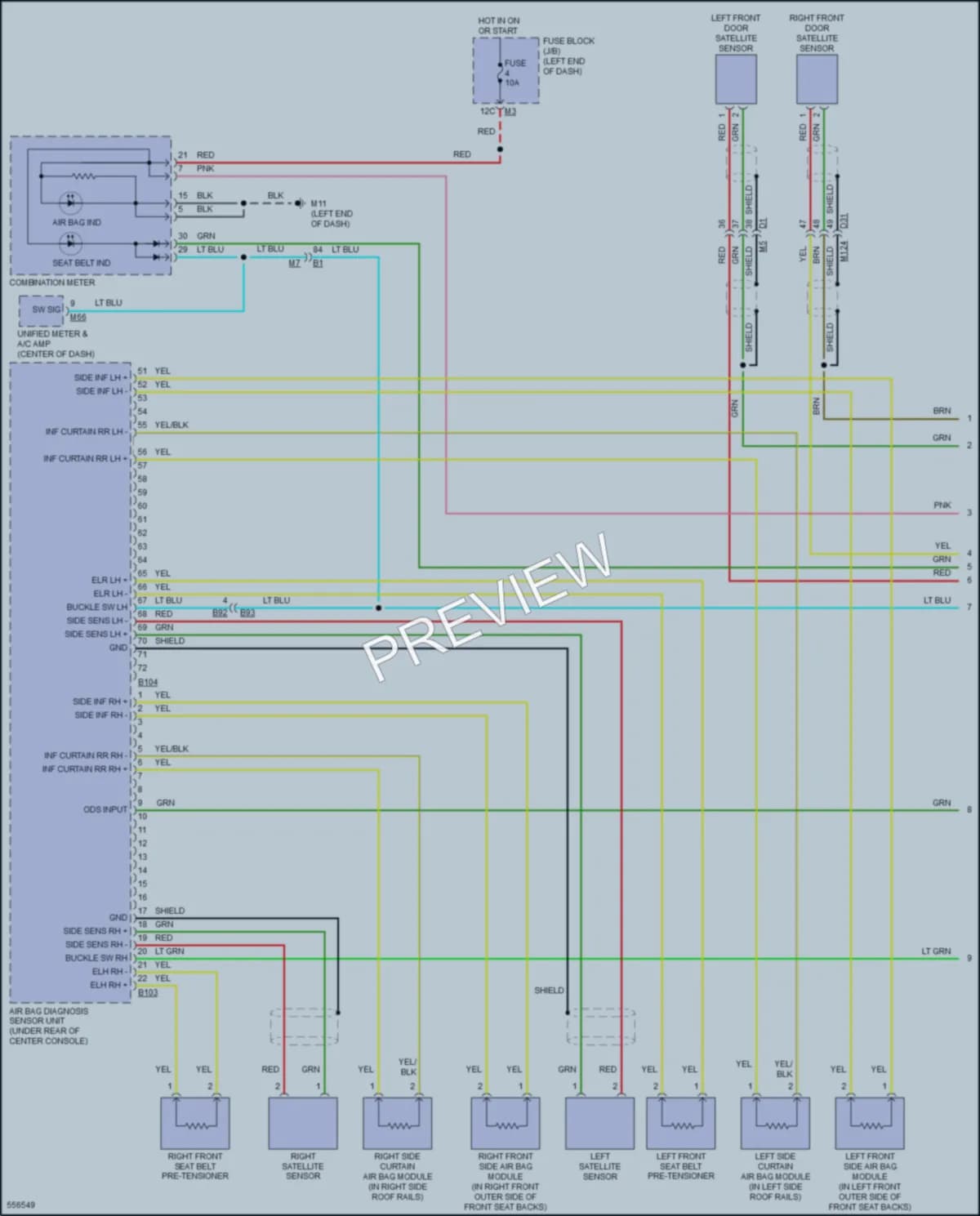 2017 Infiniti QX70 Supplemental Restraints wiring diagram preview