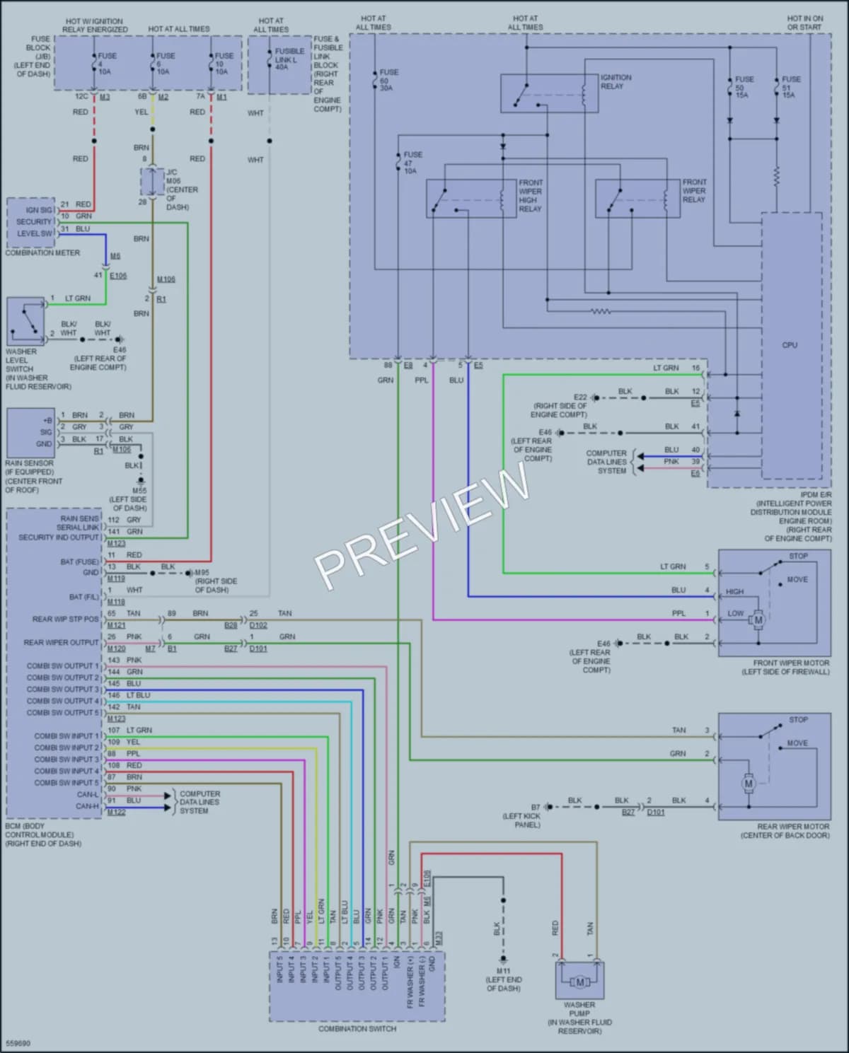 2017 Infiniti QX70 Wiper Washer wiring diagram preview