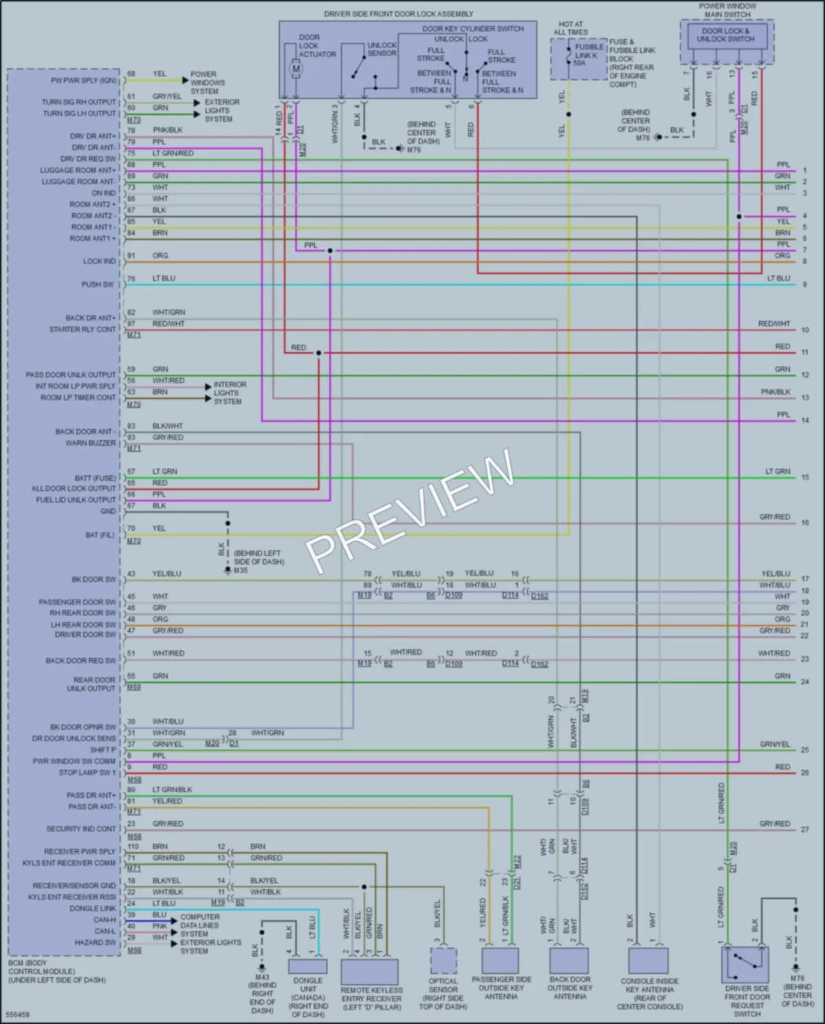 2017 Infiniti QX80 Power Door Locks wiring diagram preview
