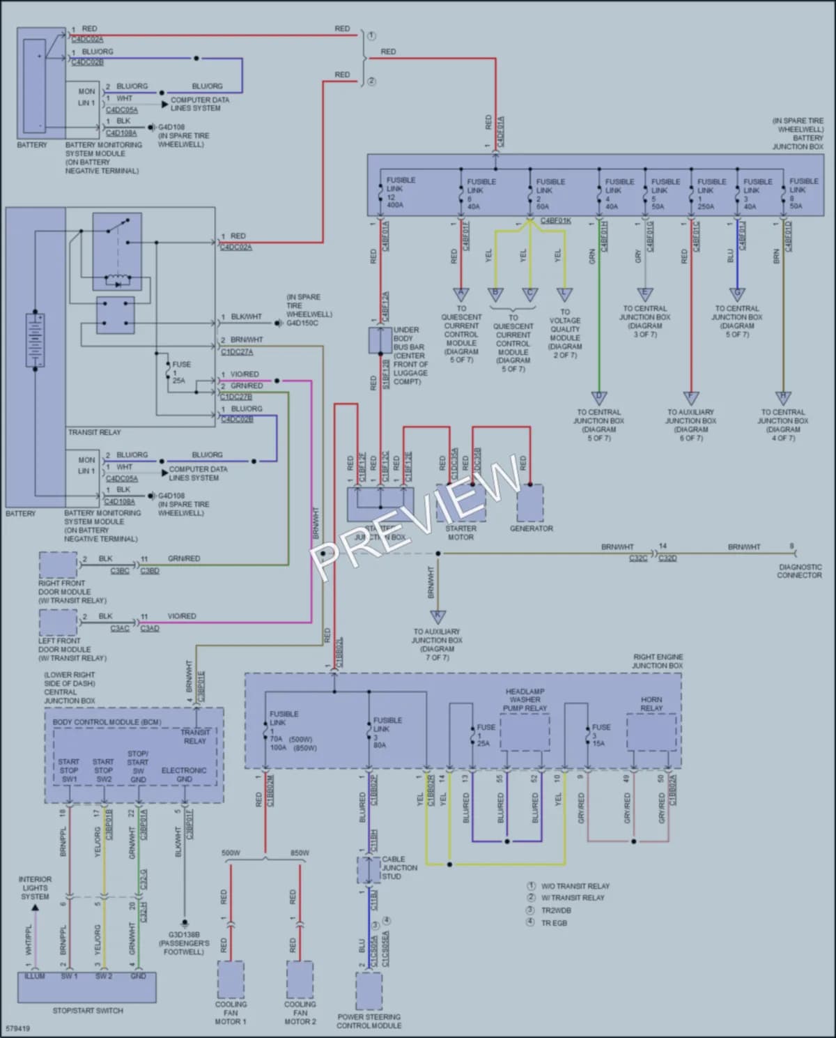 2017 Jaguar FType Power Distribution wiring diagram preview