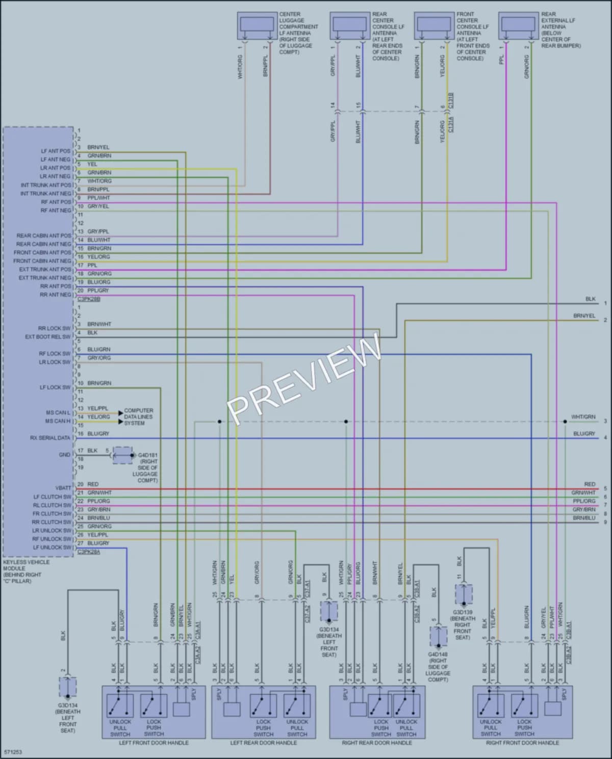 2017 Jaguar XF Power Door Locks wiring diagram preview