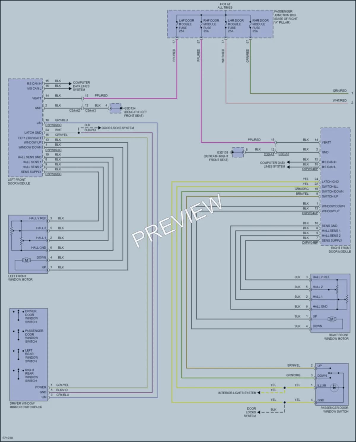 2017 Jaguar XF Power Windows wiring diagram preview