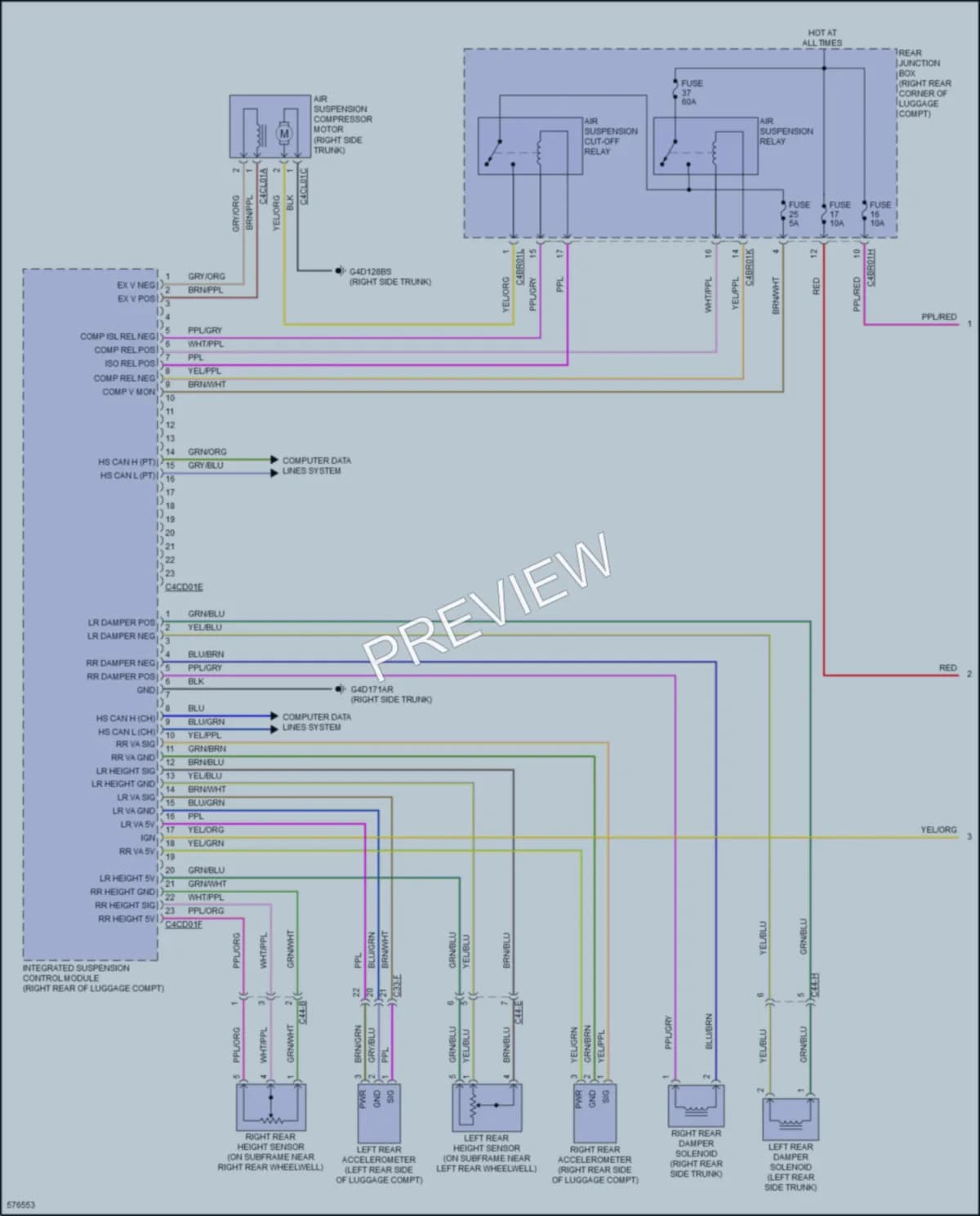 2017 Jaguar XJPortfolio Electronic Suspension wiring diagram preview