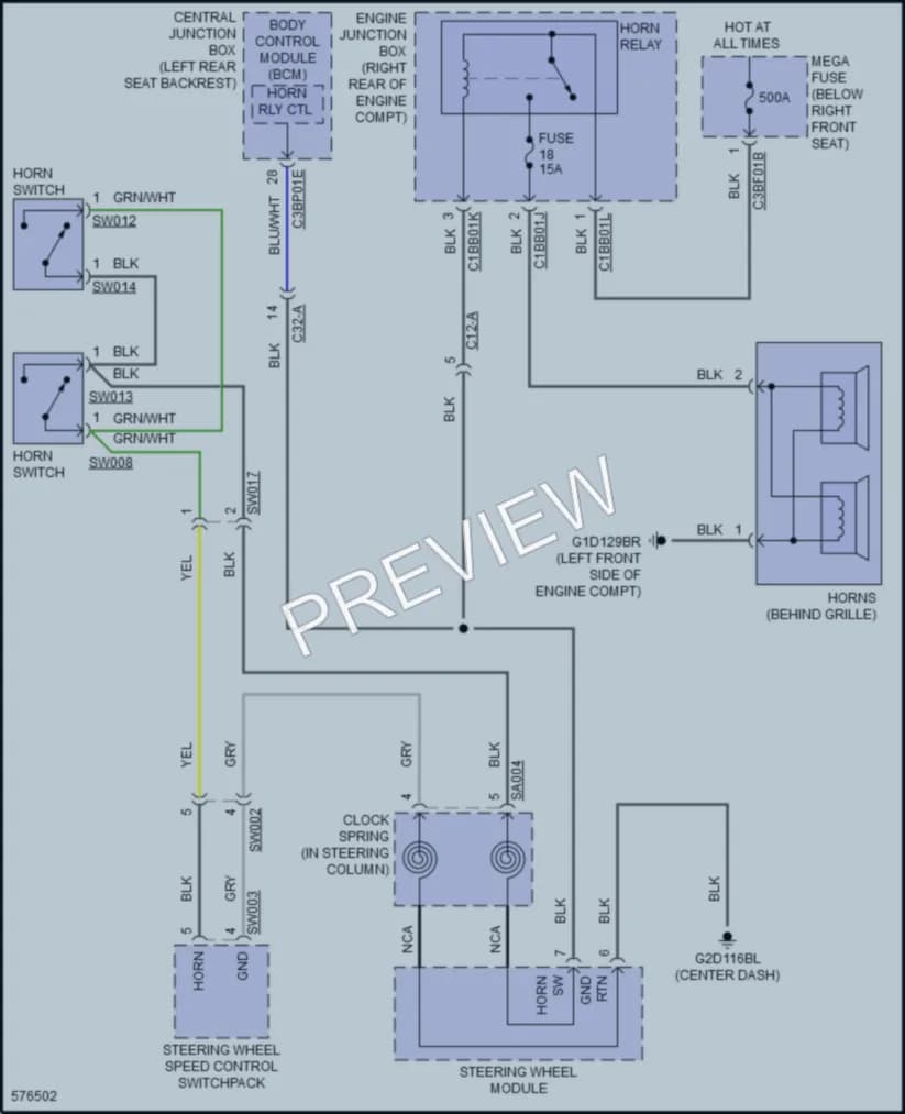 2017 Jaguar XJR Horn wiring diagram preview