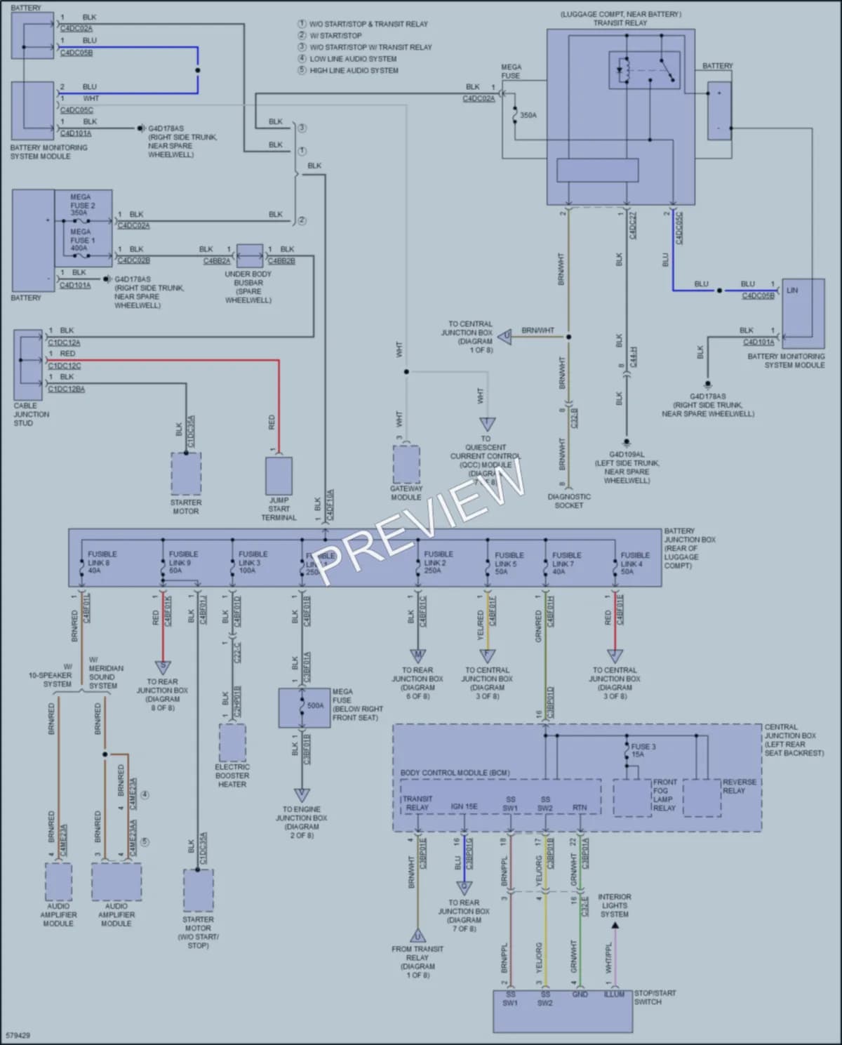 2017 Jaguar XJR Power Distribution wiring diagram preview