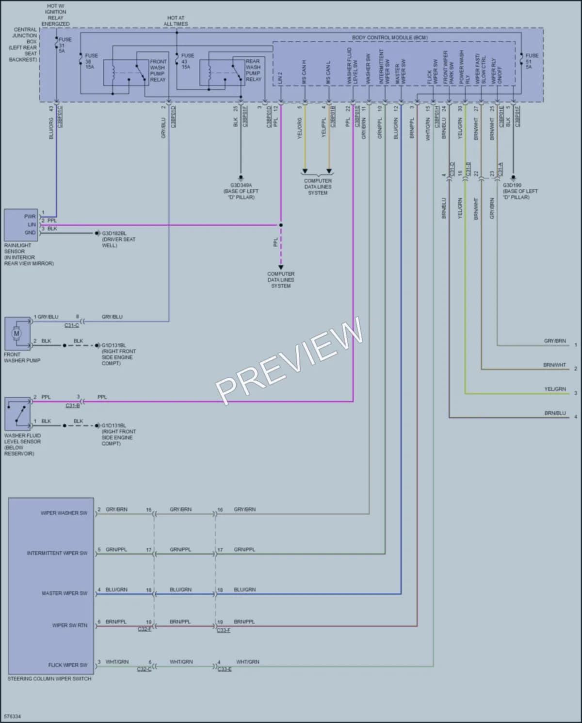 2017 Jaguar XJR Wiper Washer wiring diagram preview