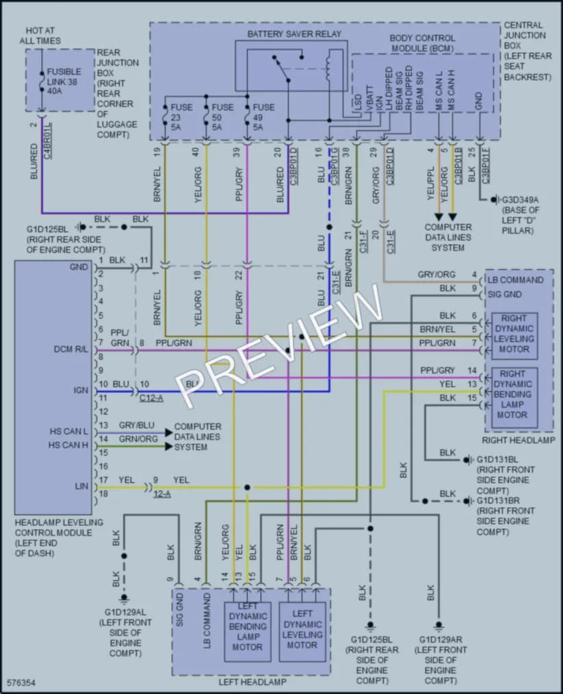 2017 Jaguar XJRL Headlights wiring diagram preview