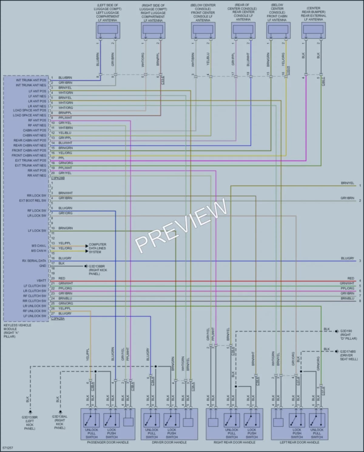 2017 Jaguar XJRSport Power Door Locks wiring diagram preview