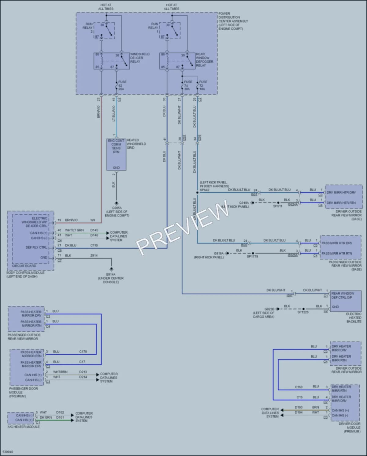 2017 Jeep Cherokee Defoggers wiring diagram preview