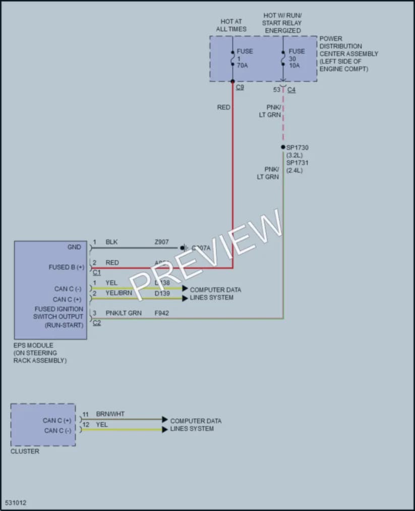 2017 Jeep Cherokee Electronic Power Steering wiring diagram preview