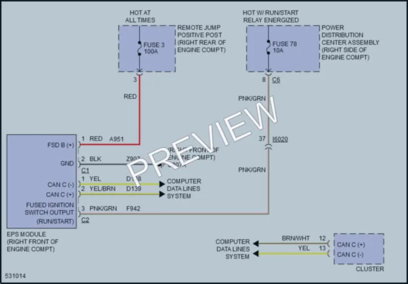 2017 Jeep GrandCherokee Electronic Power Steering wiring diagram preview