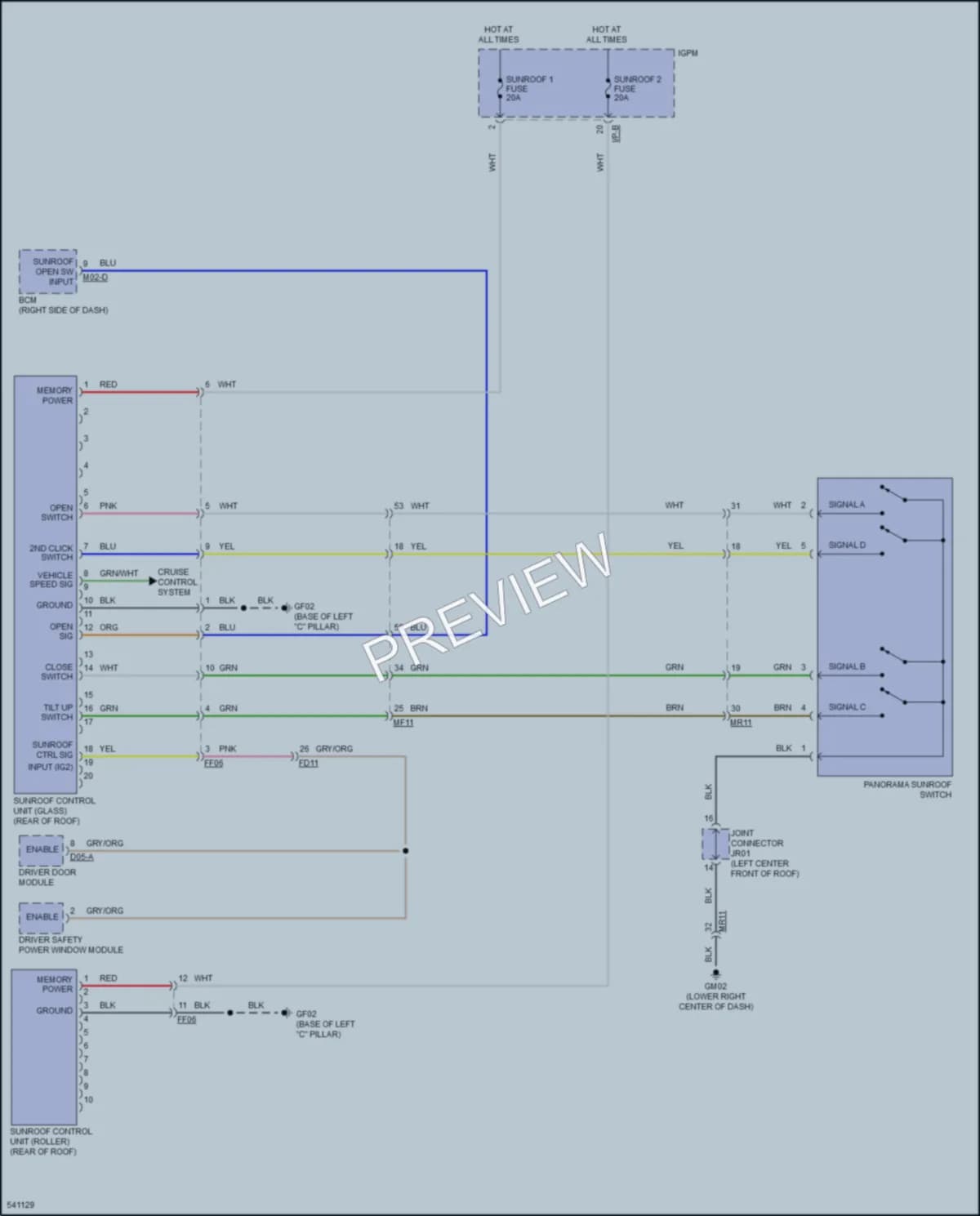 2017 Kia Cadenza Power Top Sunroof wiring diagram preview
