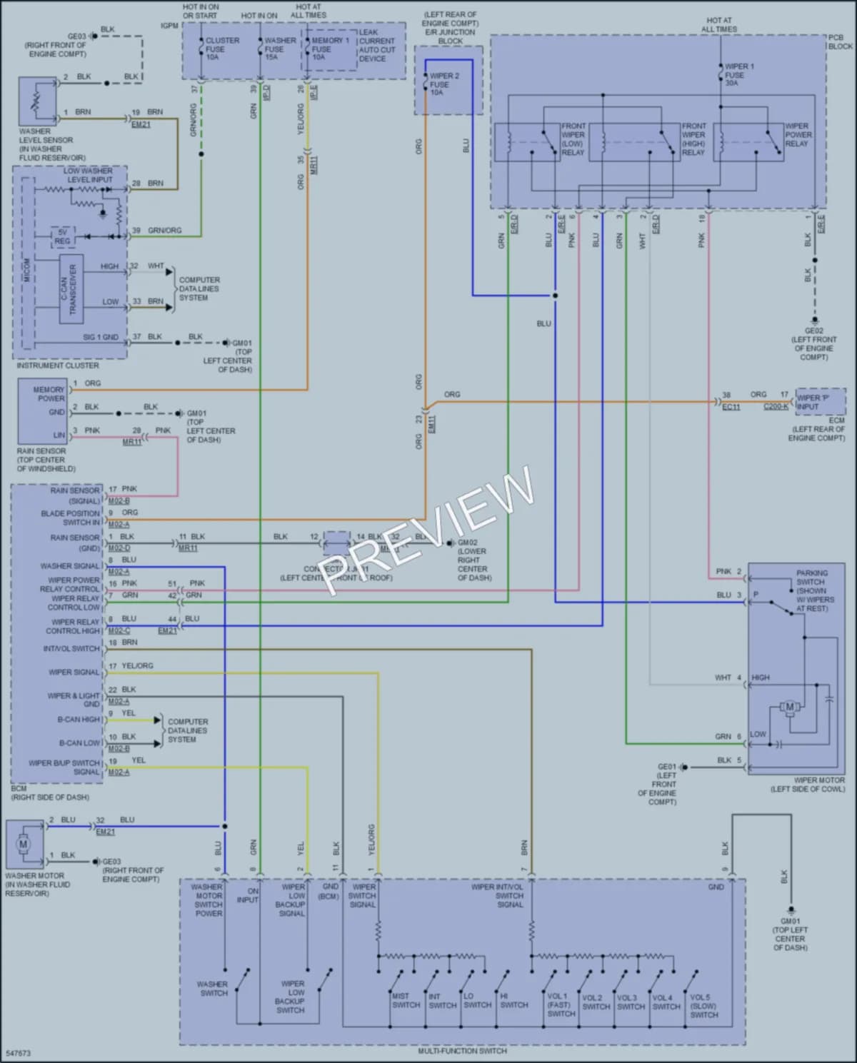2017 Kia Cadenza Wiper Washer wiring diagram preview