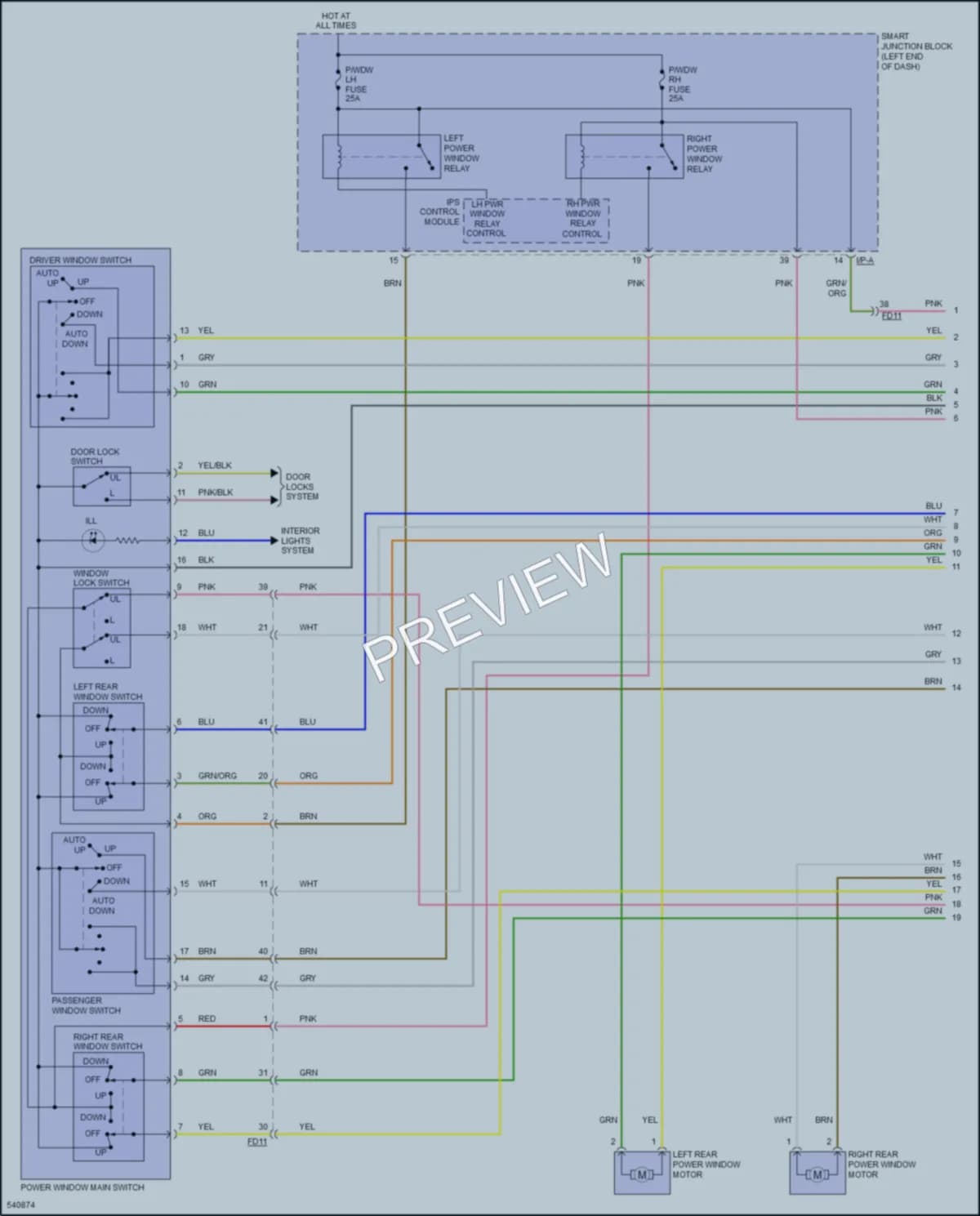 2017 Kia Forte5 Power Windows wiring diagram preview