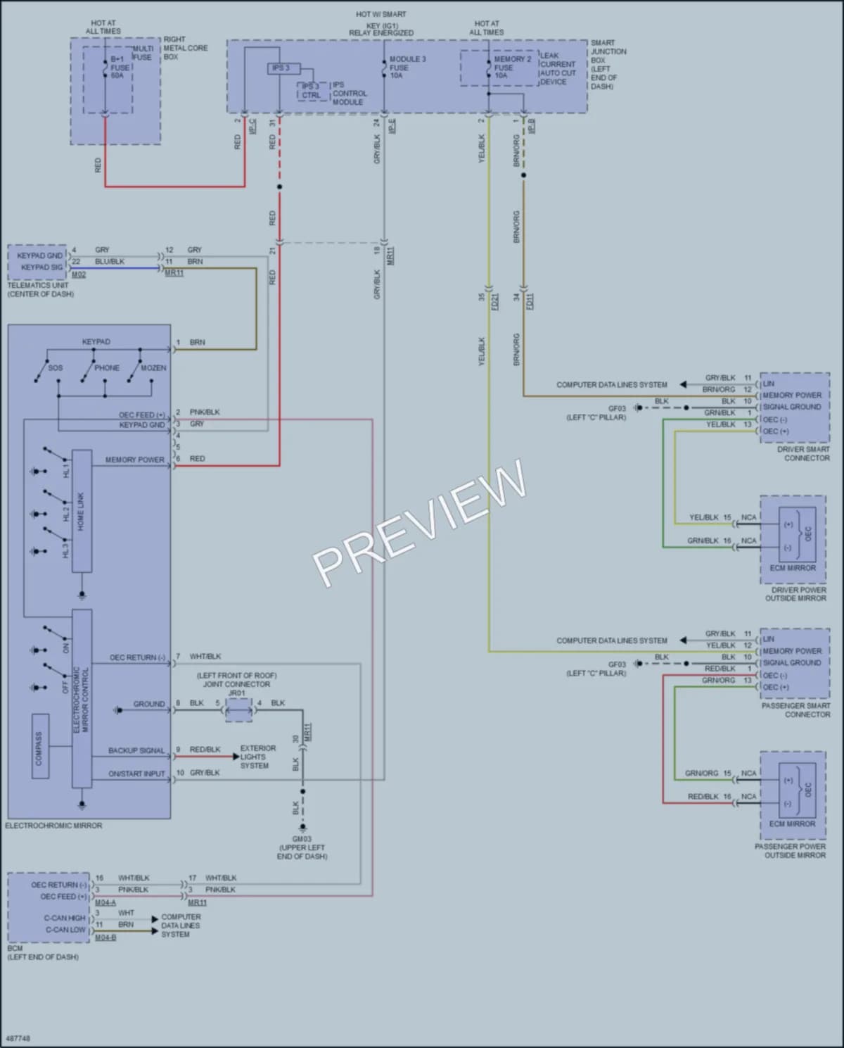 2017 Kia K900 Power Mirrors wiring diagram preview