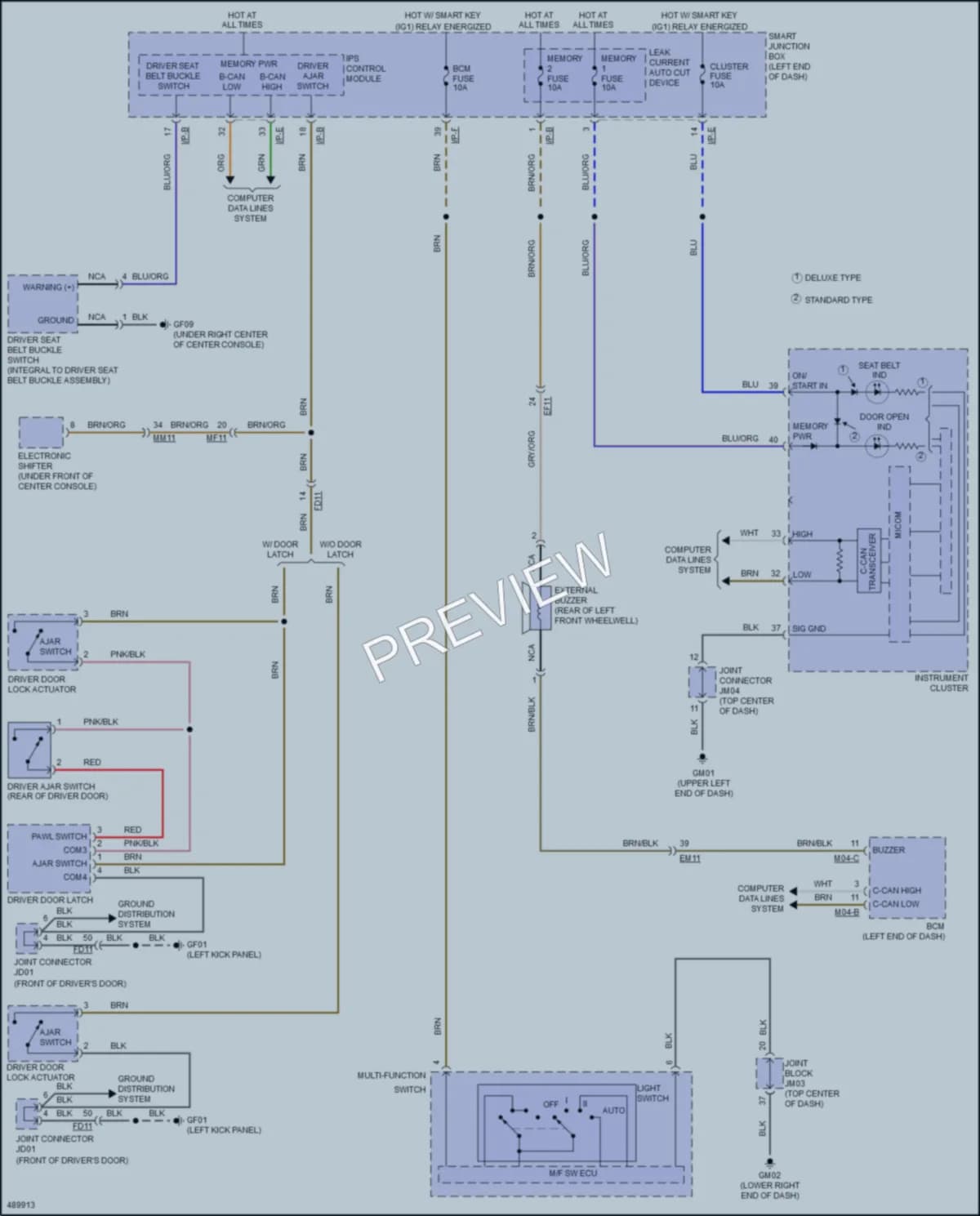 2017 Kia K900 Warning Systems wiring diagram preview