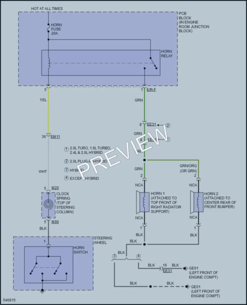 2017 Kia OptimaHybrid Horn wiring diagram preview