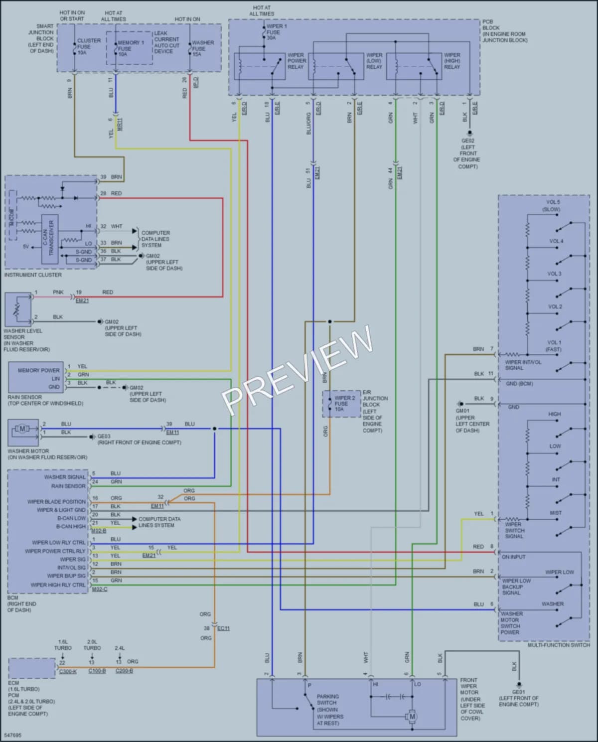 2017 Kia OptimaHybrid Wiper Washer wiring diagram preview