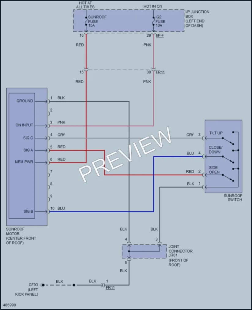 2017 Kia Rio5 Power Top Sunroof wiring diagram preview