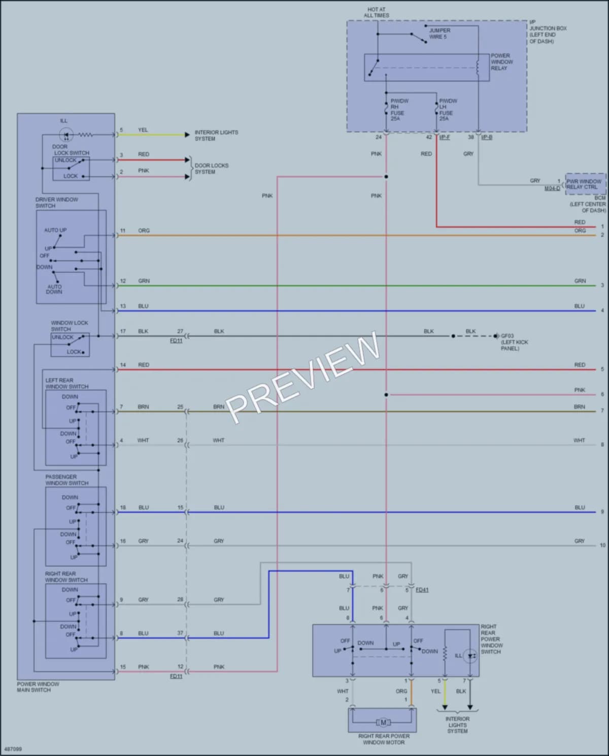 2017 Kia Rio5 Power Windows wiring diagram preview