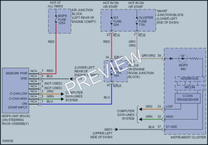 2017 Kia Sedona Electronic Power Steering wiring diagram preview