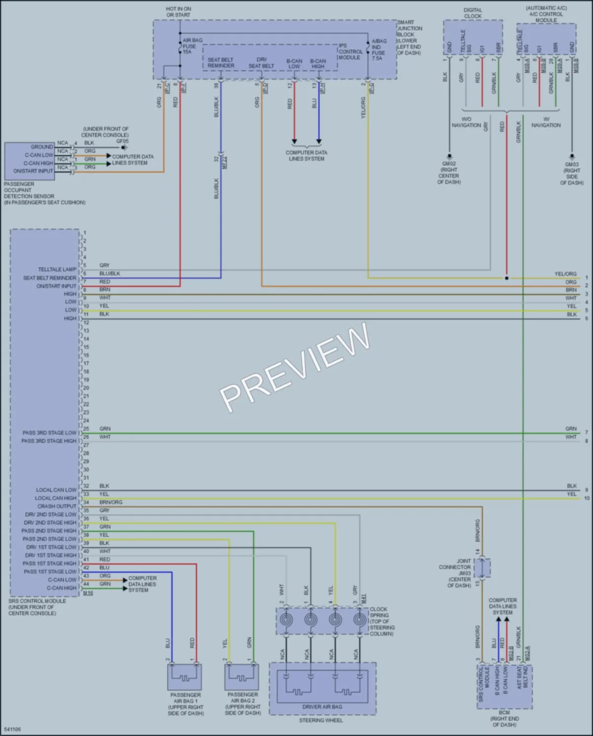 2017 Kia Sedona Supplemental Restraints wiring diagram preview