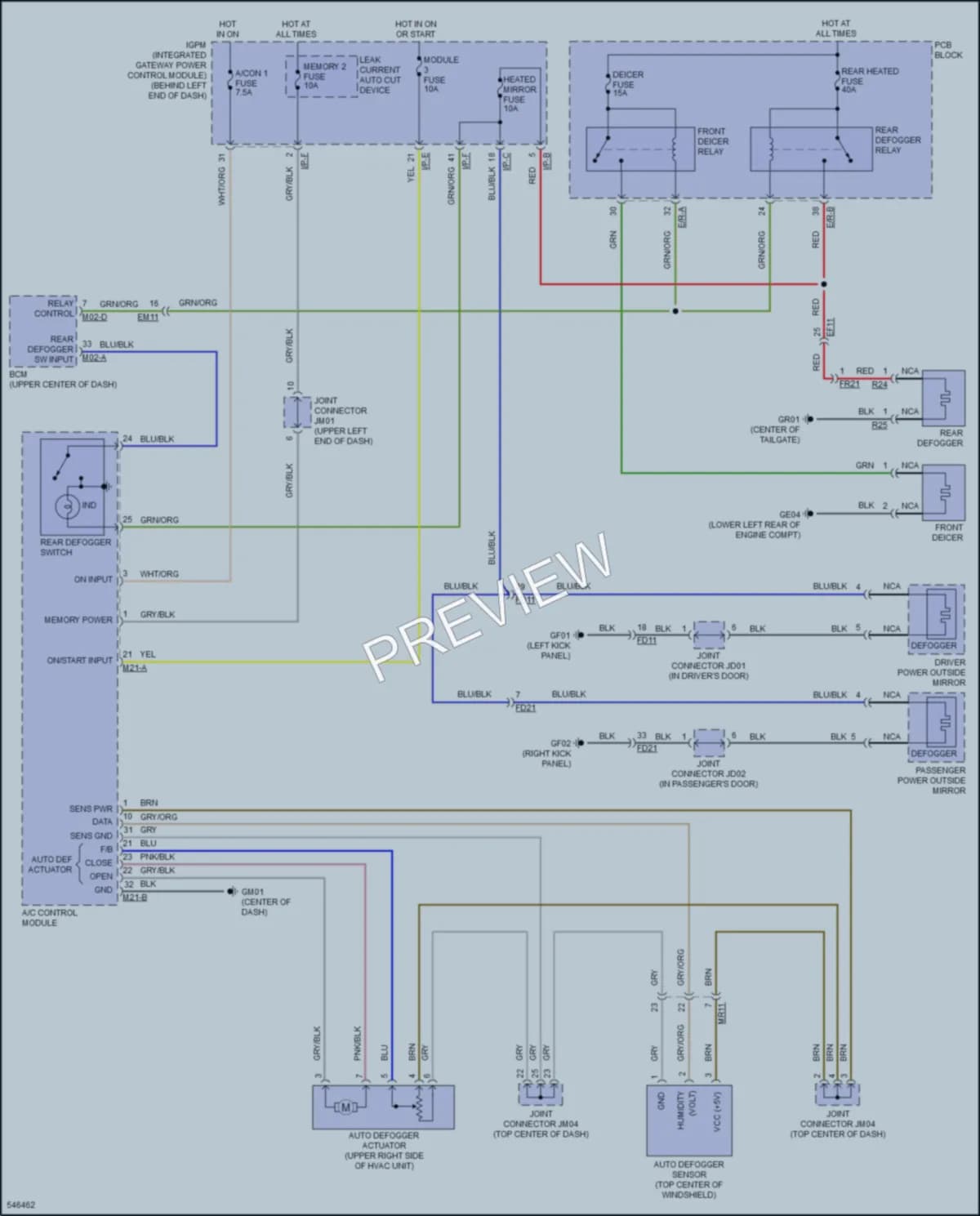 2017 Kia Sorento Defoggers wiring diagram preview