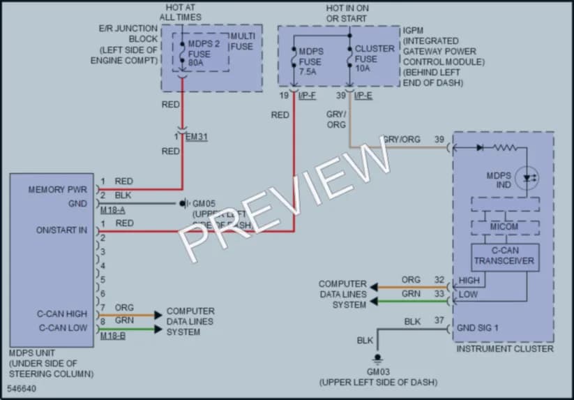 2017 Kia Sorento Electronic Power Steering wiring diagram preview