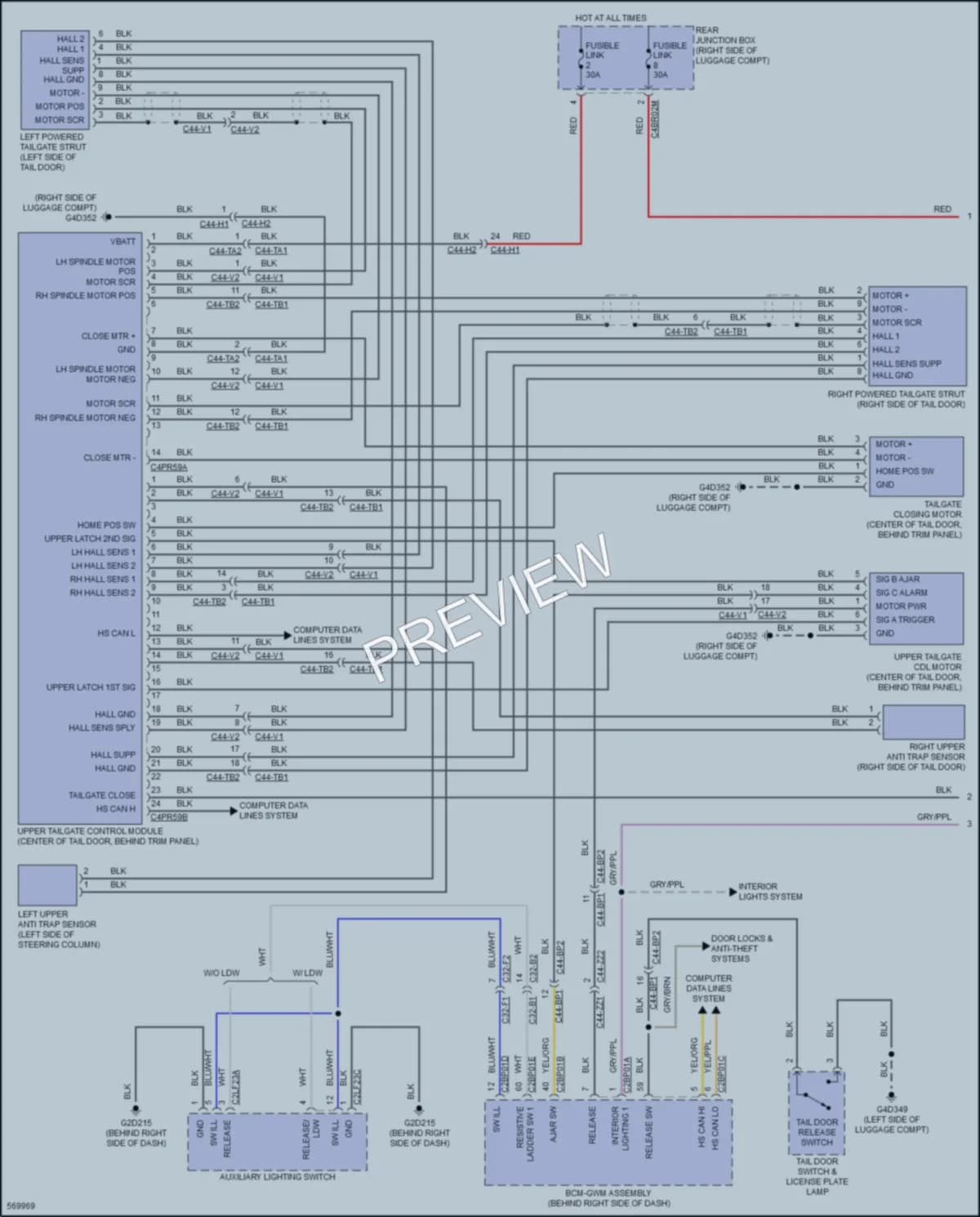 2017 LandRover Discovery Trunk Tailgate Fuel Door wiring diagram preview